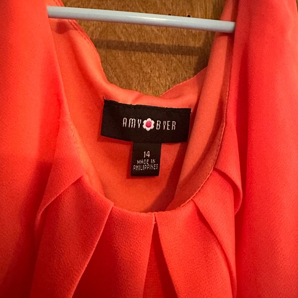 Girls: Amy Byer Coral Colored Dress Girls Size: 14 - Picture 2 of 4
